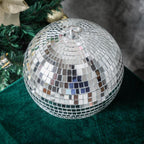 4 Pack 8" Silver Foam Disco Mirror Ball With Hanging Ring, Holiday Party Decor