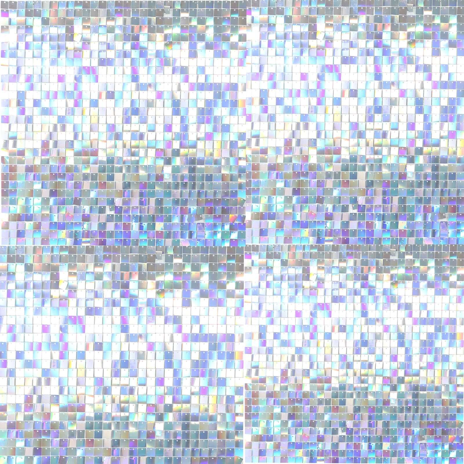 Disco Theme Iridescent Blue Square Sequin Shimmer Wall Party Photo Backdrop, 24sq.ft Active Spangle Wall Art DÃ©cor Panels - 24 Panels - Bell Racket Store