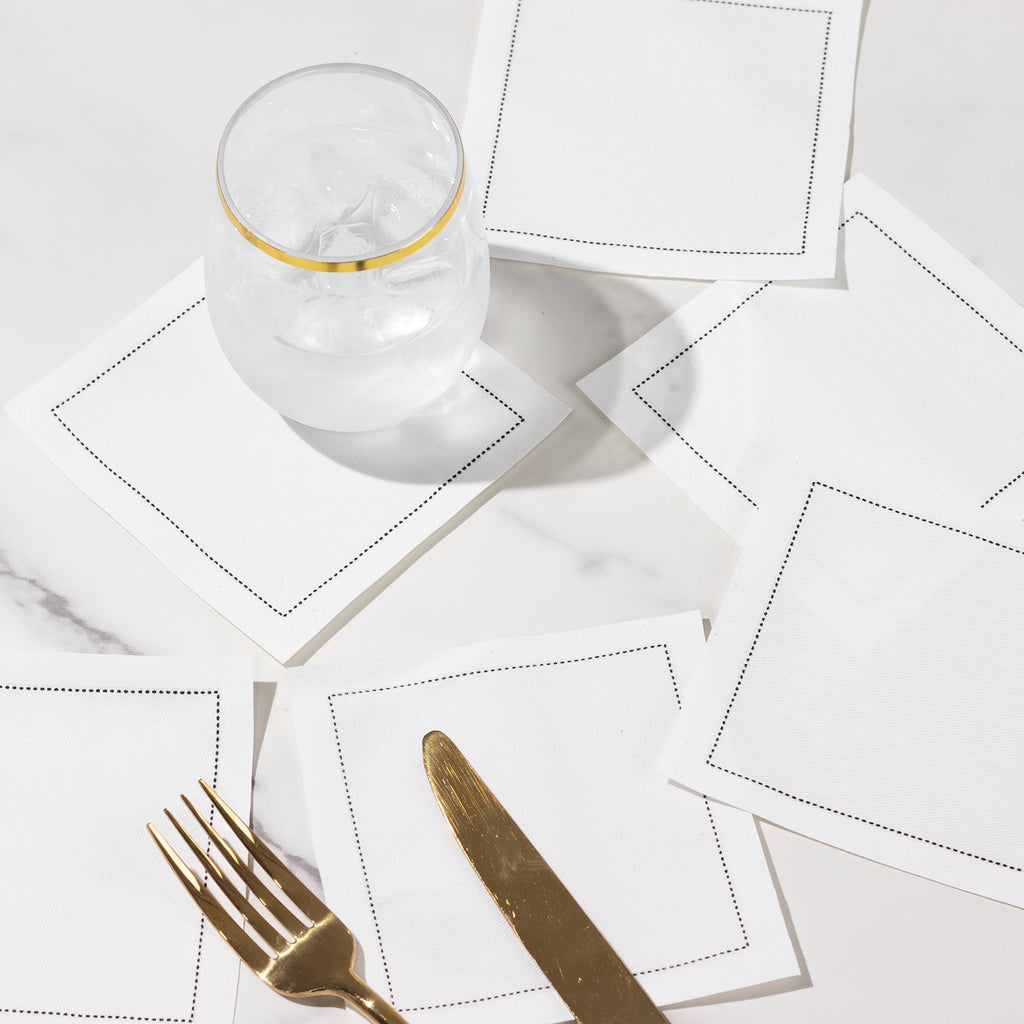 Disposable Cotton Cocktail Napkins â€“ 50 White 4.5" x 4.5" Napkins for High - End Bars, Receptions & Parties - Bell Racket Store