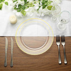 10-Pack Plastic Dinner Plates Clear with TrÃ¨s Chic Gold Rim - Perfect Disposable Party Plates 10"