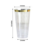 12-Pack Plastic Party Cups Clear with Gold Rim - Durable Disposable Tumblers for Drinks 17oz 5.5"