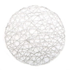6-Pack Table Placemats Woven Fiber Design Silver Round - Disposable Mats for Dining and Events 15"