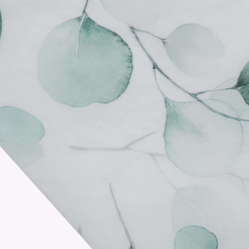 Disposable Table Runner 11"x108" White with Green Eucalyptus Leaves Print - Non - woven Stylish Spring Summer Dining Decor - Bell Racket Store