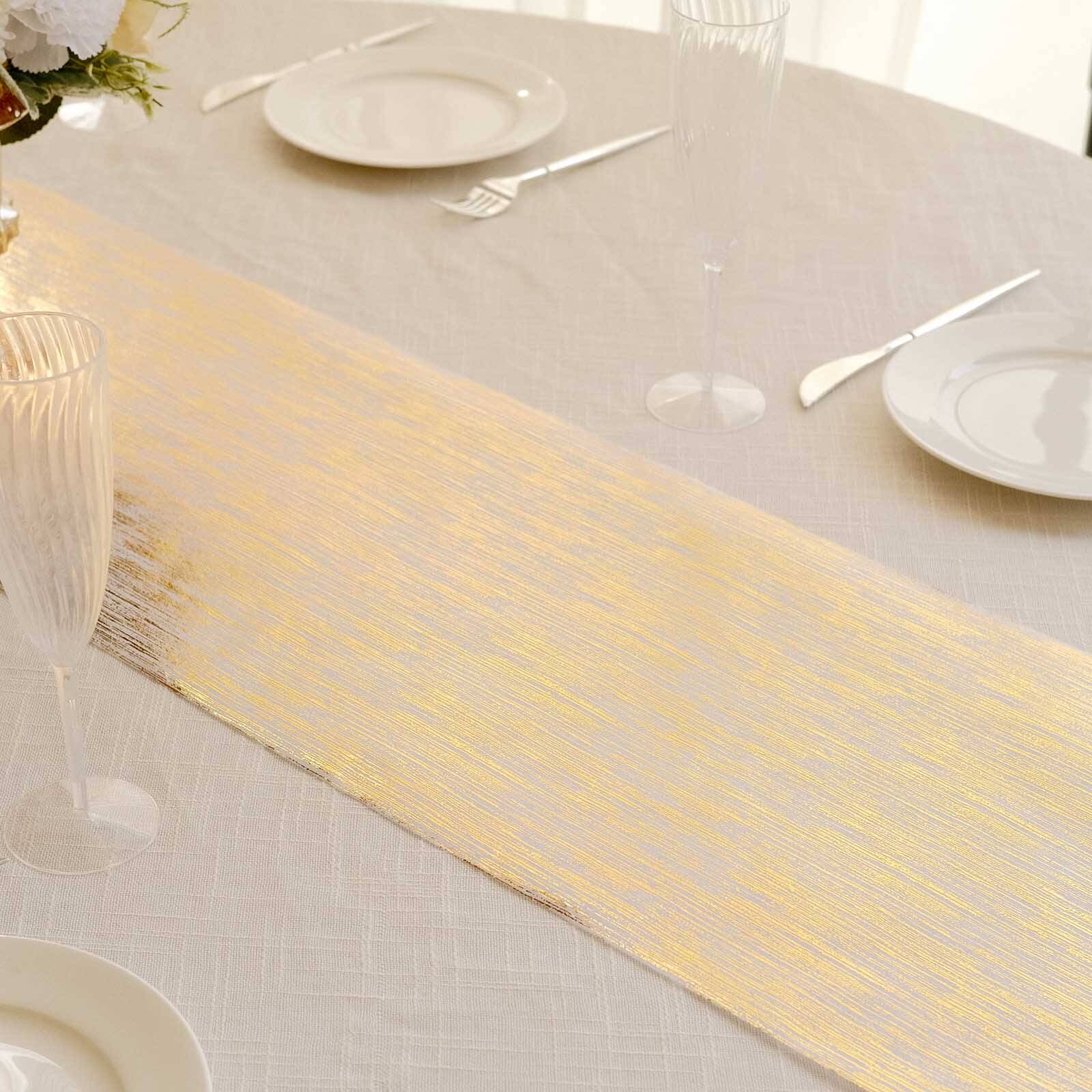 Disposable Table Runner Roll 11"x108" Metallic Gold Faux Suede Print - Stylish Non - Woven Event Decoration - Bell Racket Store