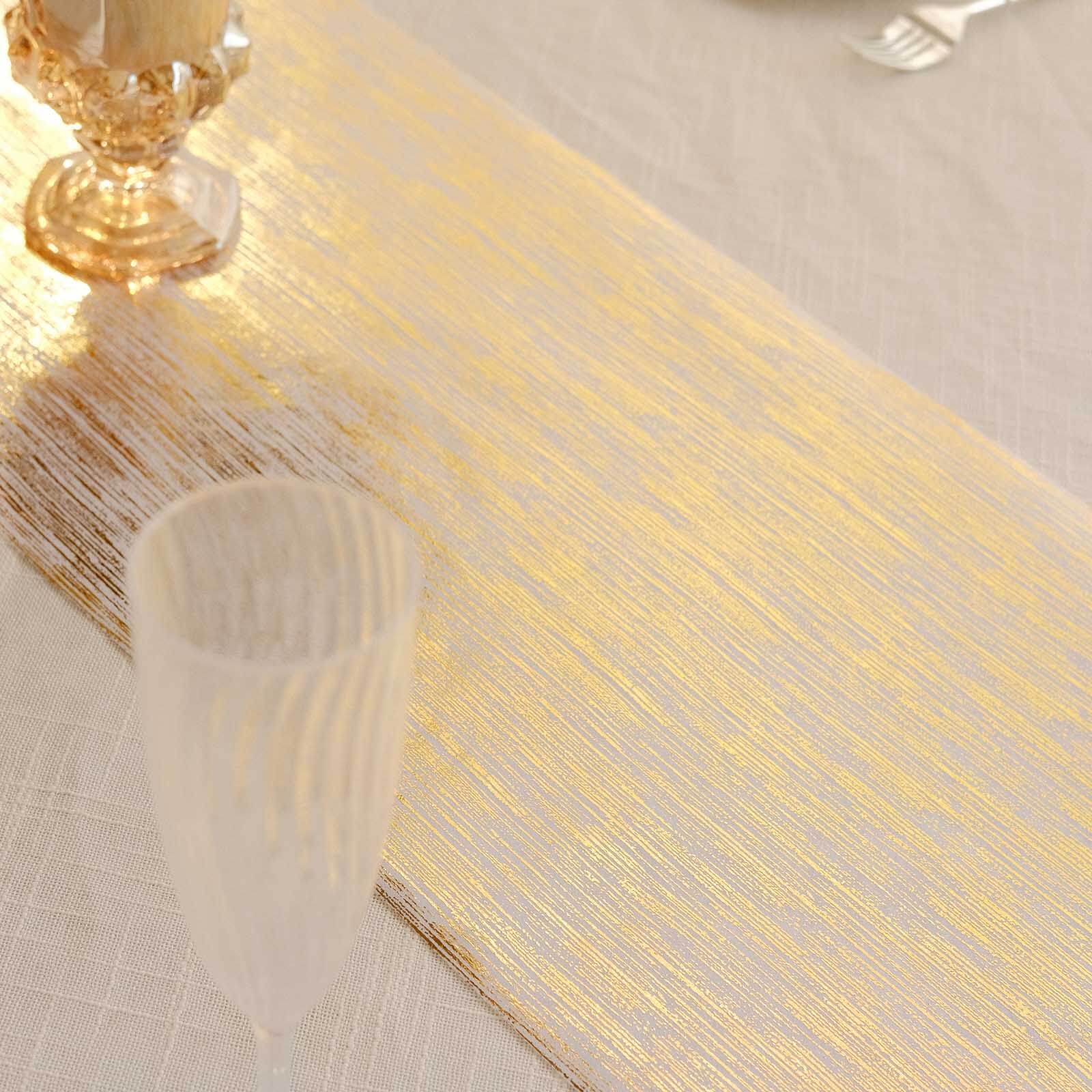 Disposable Table Runner Roll 11"x108" Metallic Gold Faux Suede Print - Stylish Non - Woven Event Decoration - Bell Racket Store