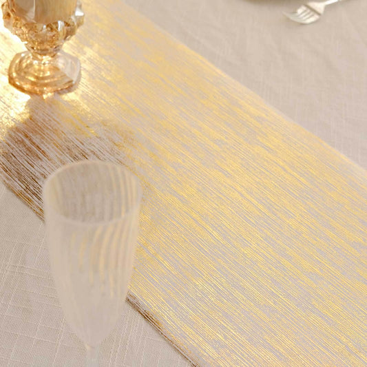 Disposable Table Runner Roll 11"x108" Metallic Gold Faux Suede Print - Stylish Non - Woven Event Decoration - Bell Racket Store