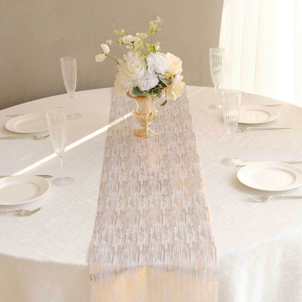 Disposable Table Runner Roll 11"x108" Metallic Gold Faux Suede Print - Stylish Non - Woven Event Decoration - Bell Racket Store