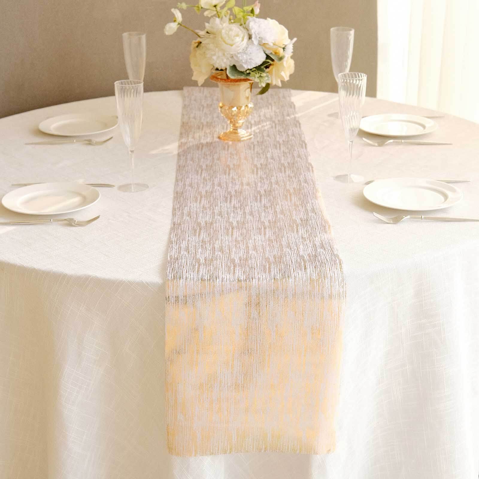 Disposable Table Runner Roll 11"x108" Metallic Gold Faux Suede Print - Stylish Non - Woven Event Decoration - Bell Racket Store