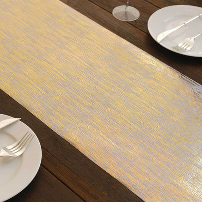 Disposable Table Runner Roll 11"x108" Metallic Gold Faux Suede Print - Stylish Non - Woven Event Decoration - Bell Racket Store