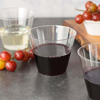 25-Pack Plastic Party Cups Clear Crystal - Stylish Short Disposable Glasses 9oz