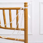 Faux Pearl Beaded 16" Chair Back Garland Sash Iridescent Gatsby-Inspired Style - Pre-Tied Chic Wedding Decor for Chiavari Chairs