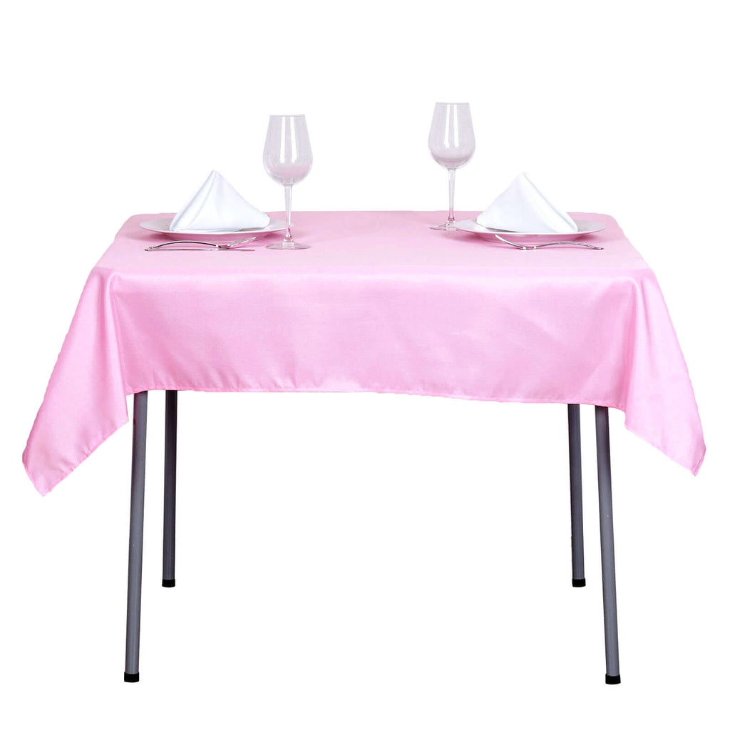 Polyester Square 54"x54" Tablecloth Pink - Wrinkle-Resistant & Durable Table Cover