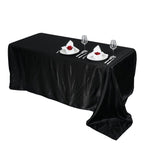 Satin Rectangular 90"x156" Tablecloth Black - Seamless Stylish Table Cover for Wedding & Event Decoration