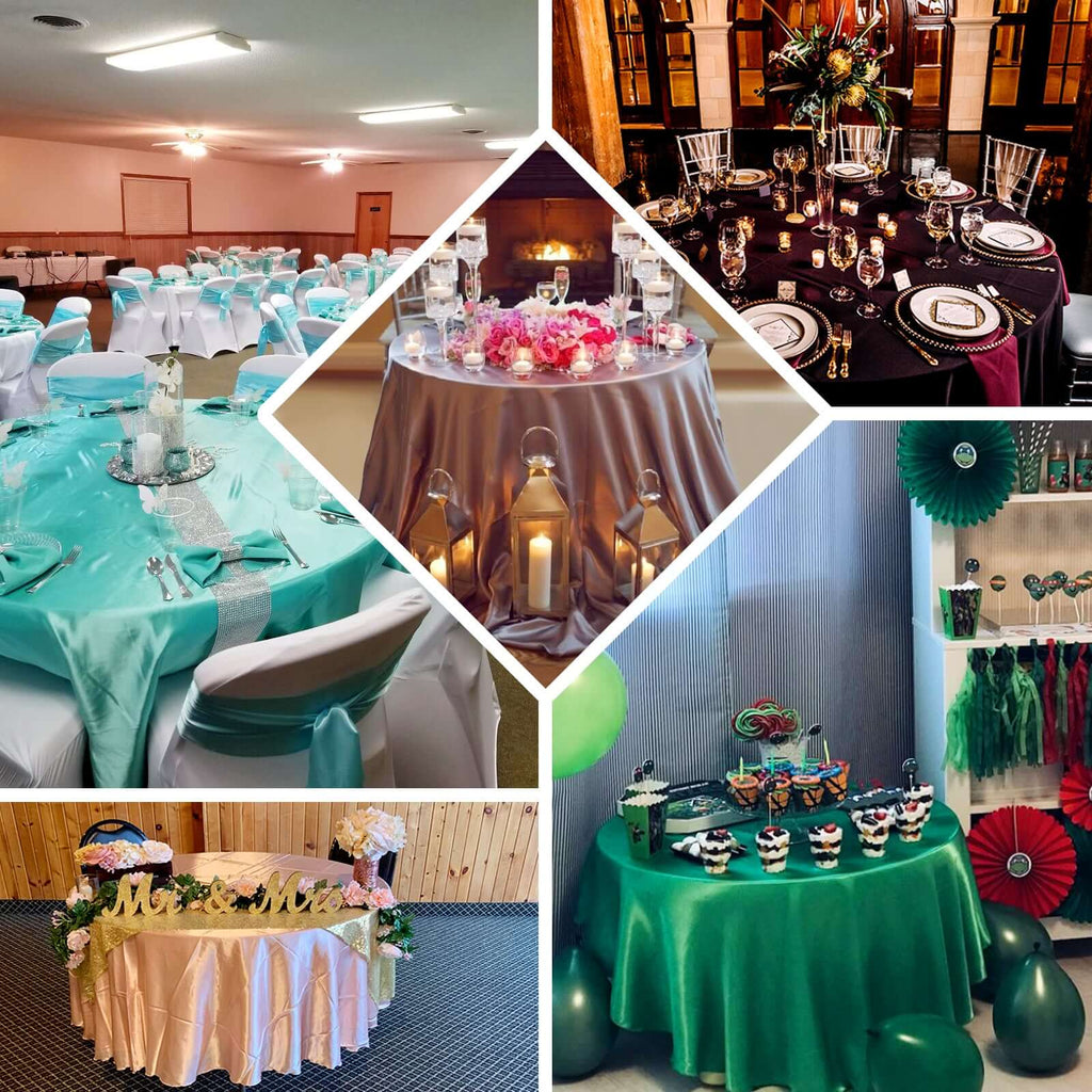 Satin 90" Round Tablecloth White - Smooth and Lustrous Table Cover for Weddings & Events