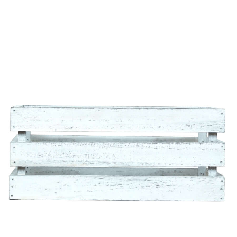 Set of 3 Rustic Wooden Crates White - Multi-Purpose Planters, Storage Containers & Display Risers
