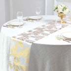 Disposable Table Runner Roll 108" Metallic Gold Foil Palm Leaves Print - Chic Non-Woven Tropical Table Decor for Events