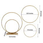 Double Hoop Flower Stand Metal Gold - Wedding Table Centerpiece for Receptions 24" & 16"