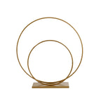 Double Hoop Flower Stand Metal Gold - Wedding Table Centerpiece for Receptions 24" & 16"