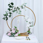 Double Hoop Flower Stand Metal Gold - Wedding Table Centerpiece for Receptions 24" & 16"
