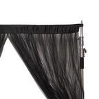 5ftx10ft Black Dual Sided Sheer Tulle Event Curtain Drapes With Satin Header, Rod Ready Backdrop Event Panel