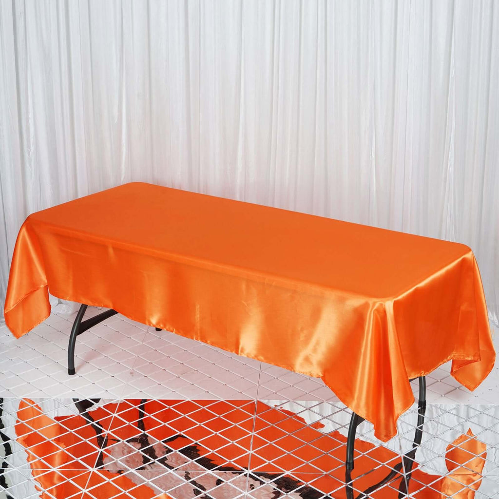 Satin Rectangular 60"x102" Tablecloth Orange - Smooth and Lustrous Table Cover