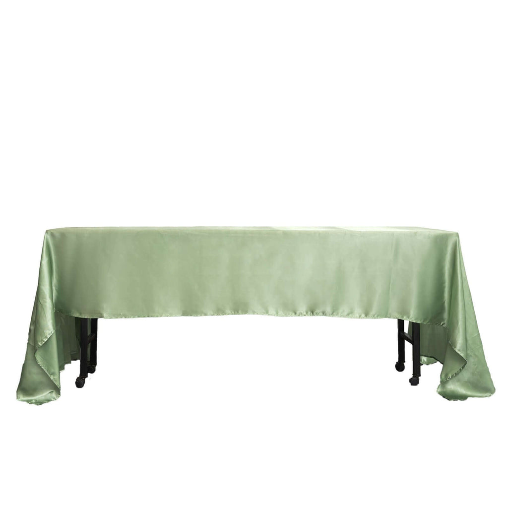 Satin Rectangular 60"x126" Tablecloth Sage Green - Smooth and Lustrous Table Cover