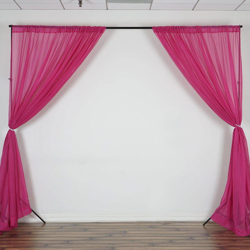 2 Pack Fuchsia Sheer Chiffon Event Curtain Drapes, Durable Flame Resistant Organza Backdrop Event Panels With Rod Pockets - 10ftx10ft