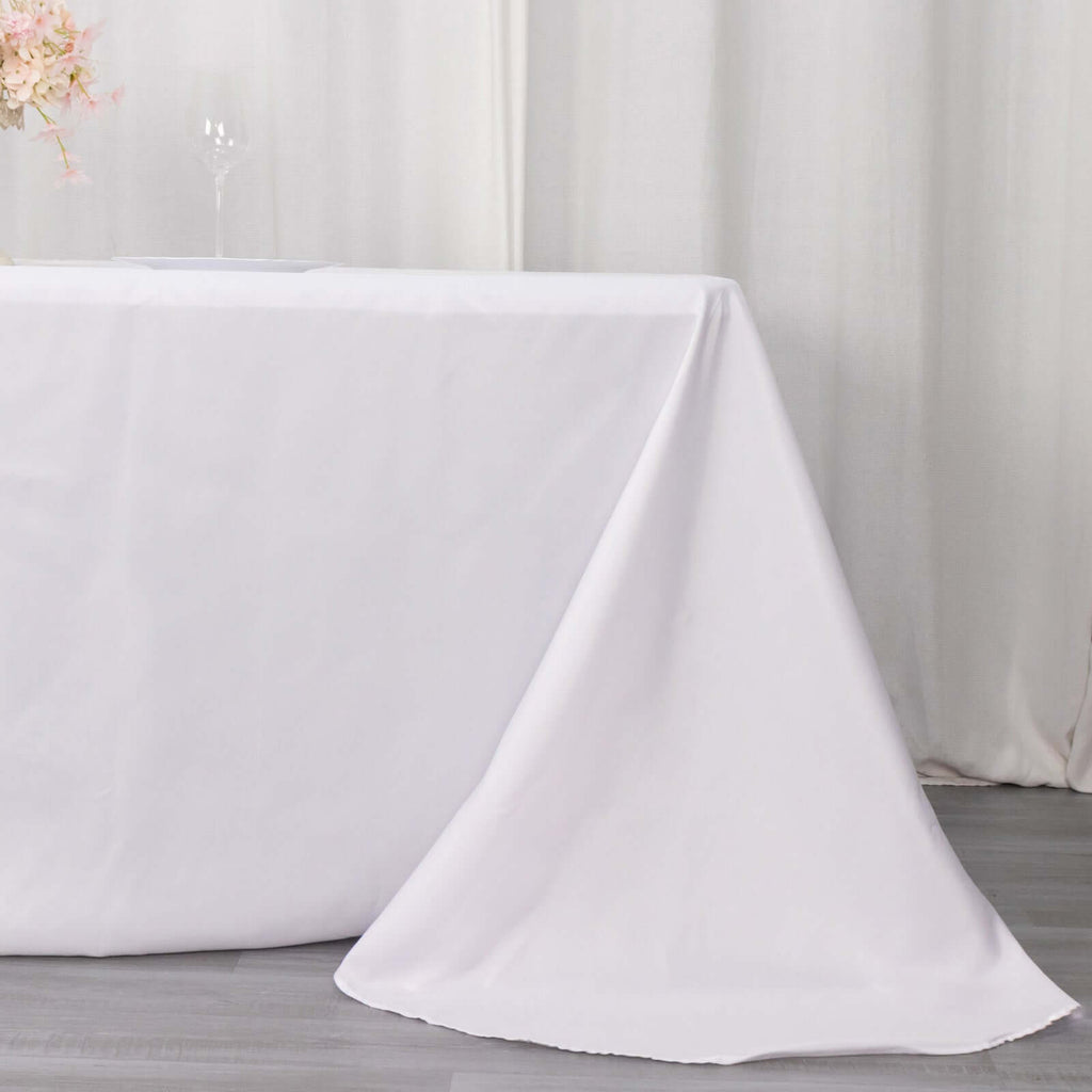 Polyester 90"x132" Rectangle Tablecloth White - Rounded Corners and Seamless Design for Sophisticated Gatherings