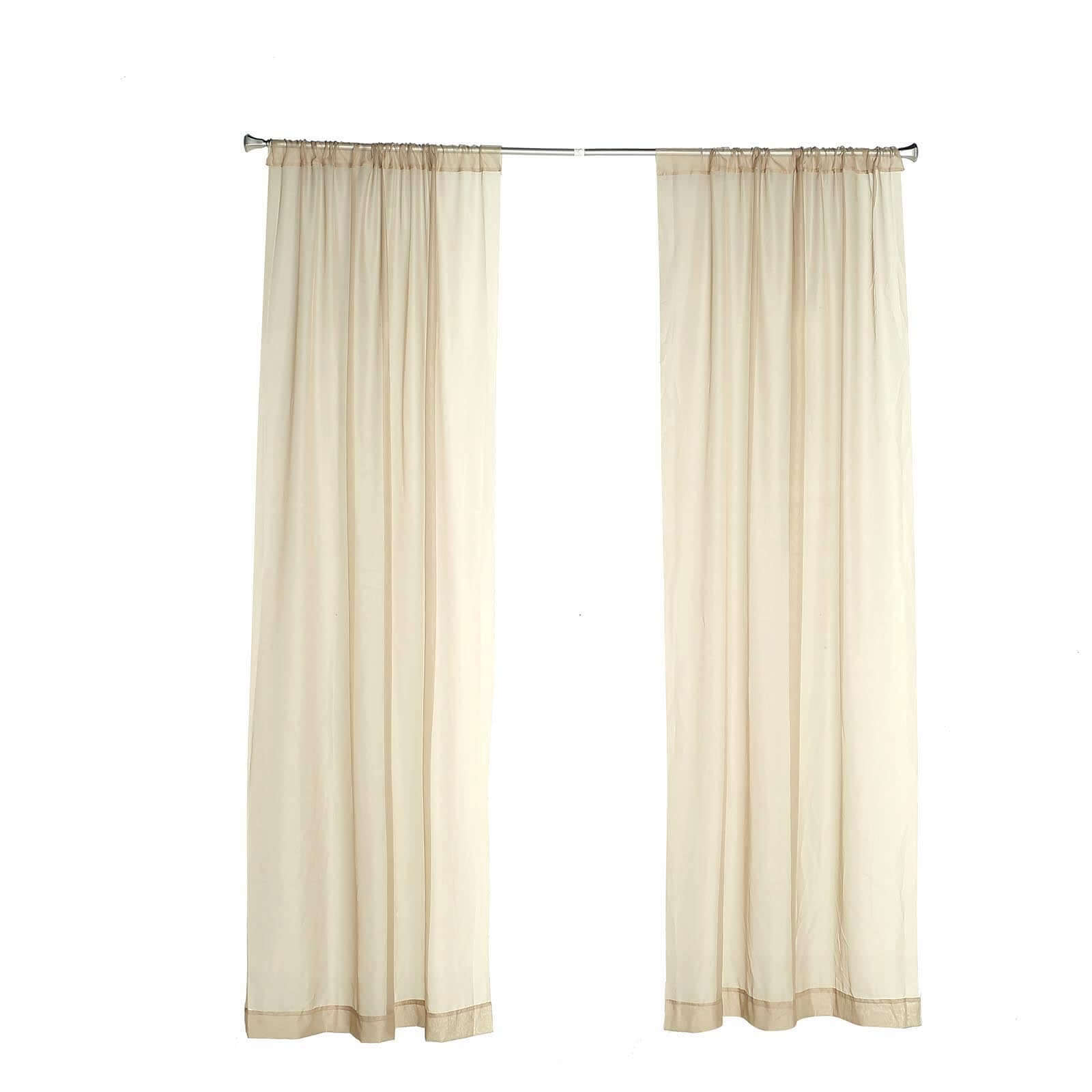 2 Pack Natural Sheer Chiffon Event Curtain Drapes, Durable Flame Resistant Organza Backdrop Event Panels With Rod Pockets - 10ftx10ft