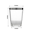 25-Pack Plastic Tumbler Cups Clear with Silver Rim - Stylish Disposable Party Glasses 10oz