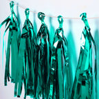 7.5ft Long Turquoise Hanging Foil Tassel Garland, Metallic Tinsel Fringe Banner Party Streamer Backdrop Decorations