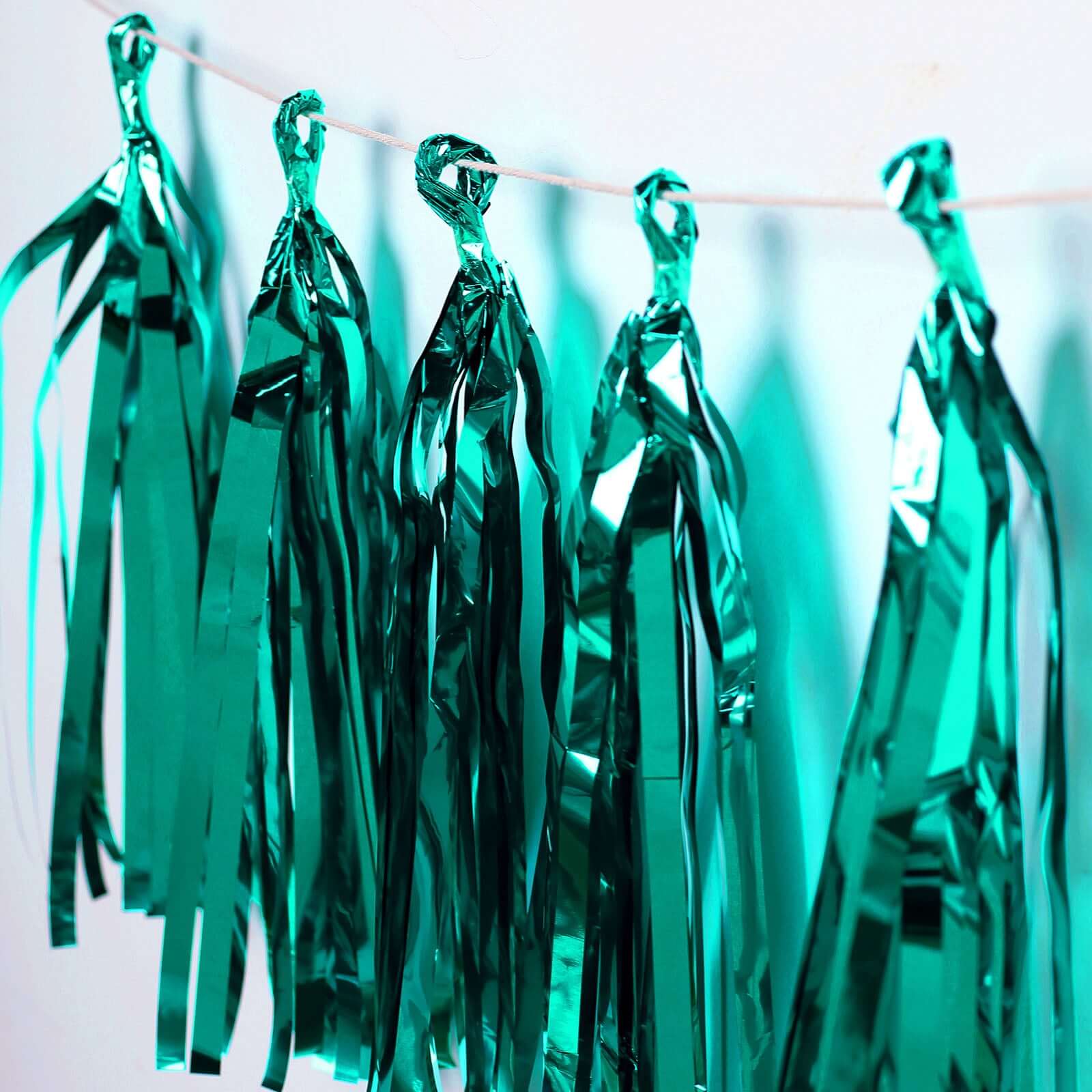 7.5ft Long Turquoise Hanging Foil Tassel Garland, Metallic Tinsel Fringe Banner Party Streamer Backdrop Decorations