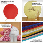 7.5ft Black Metallic Shimmer Tinsel Spandex Round Wedding Arch Cover, 2-Sided Photo Backdrop