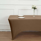 Stretch Spandex 6ft Rectangle Tablecloth Taupe - Durable Form-Fitting Table Cover