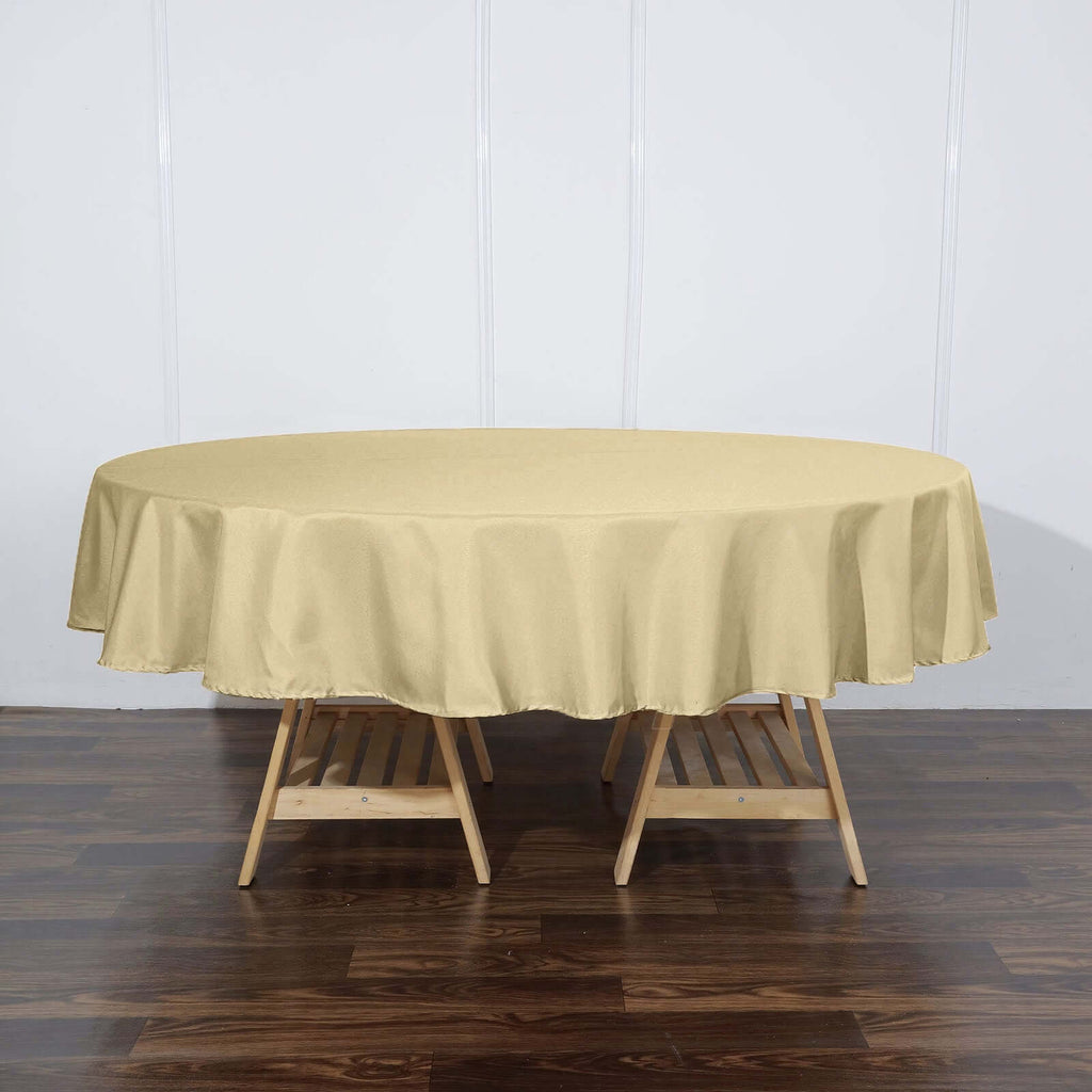 Polyester 90" Round Tablecloth Champagne - Stain & Wrinkle-Resistant Table Cover