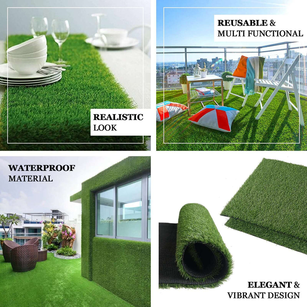 Artificial Grass 9ft Table Runner Green - Durable & All Weather Tabletop Decor