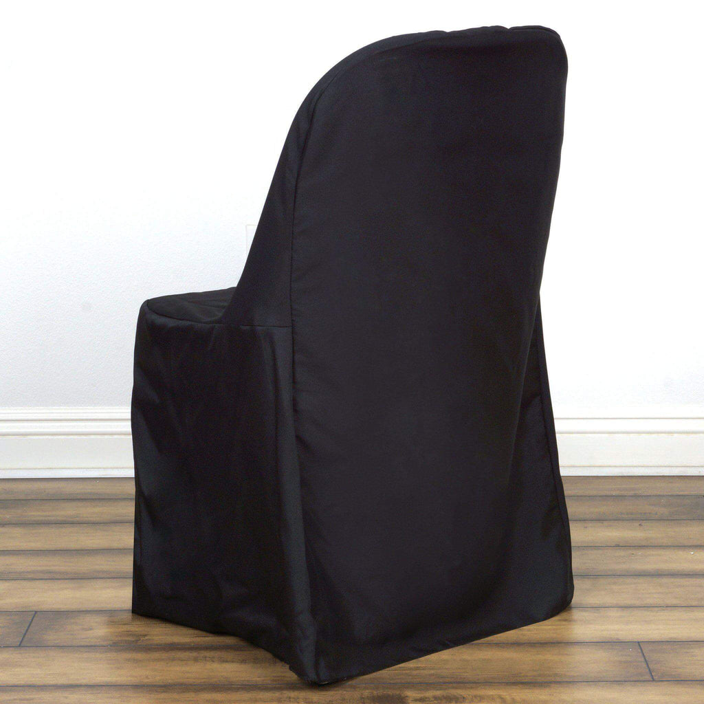 Polyester Chair Cover Black for Folding Chairs - Durable and Reusable Slip-On Cover