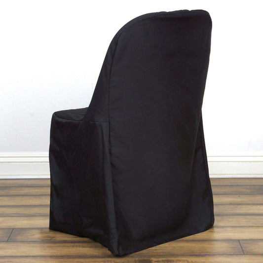 Polyester Chair Cover Black for Folding Chairs - Durable and Reusable Slip-On Cover