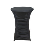 Heavy Duty Spandex 30" Fitted Round Cocktail Table Cover Black Ruched Pleated - Durable Stretch Design