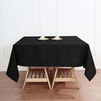 Premium Polyester 70"x70" Table Overlay Square Tablecloth Black 220GSM Wrinkle-Resistant Table Cover