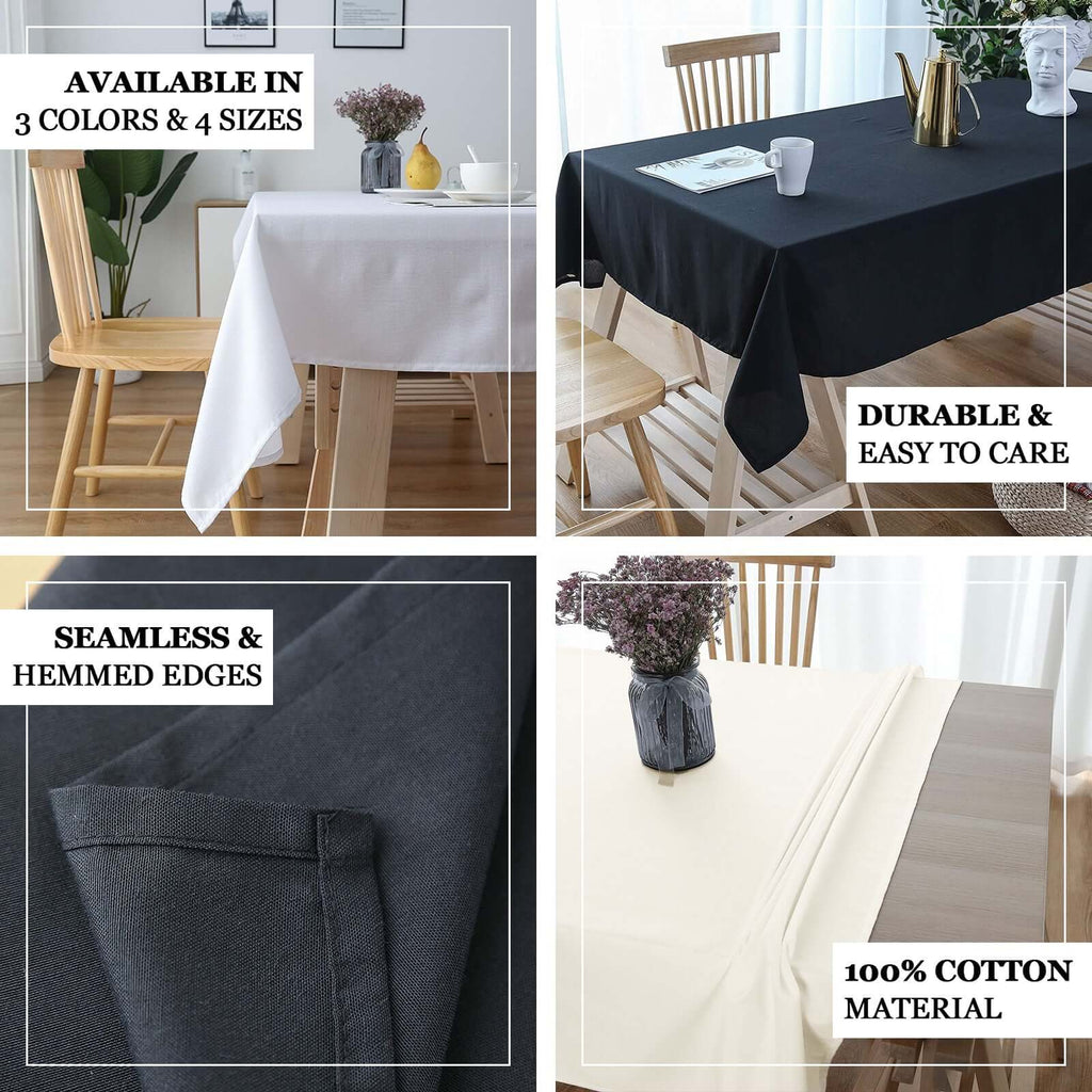 100% Cotton 60"x126" Rectangle Tablecloth Black Linen - Sophisticated, Soft & Breathable Table Cover
