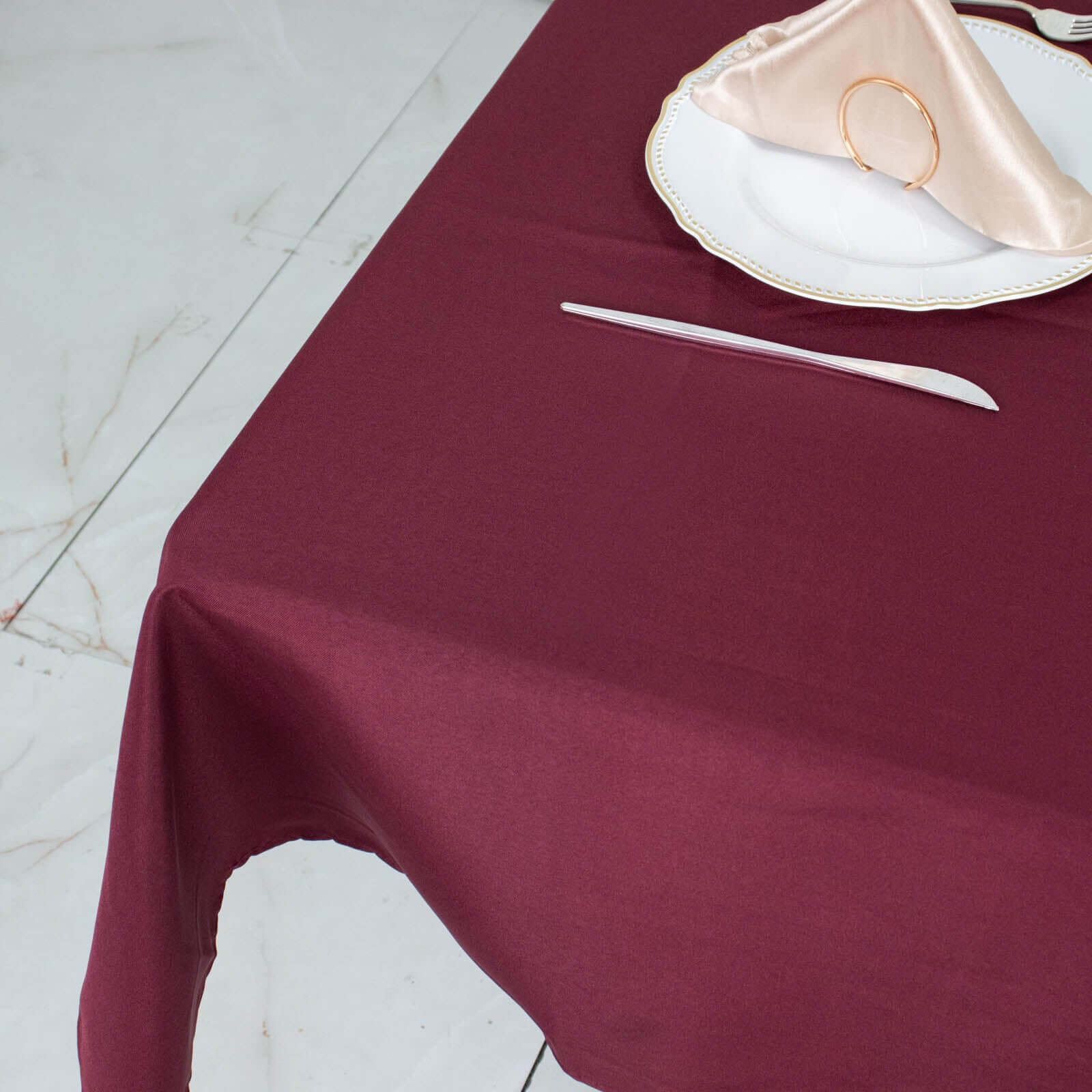 Premium Polyester 54"x54" Square Tablecloth Burgundy - Stain and Wrinkle-Resistant 220GSM Table Cover