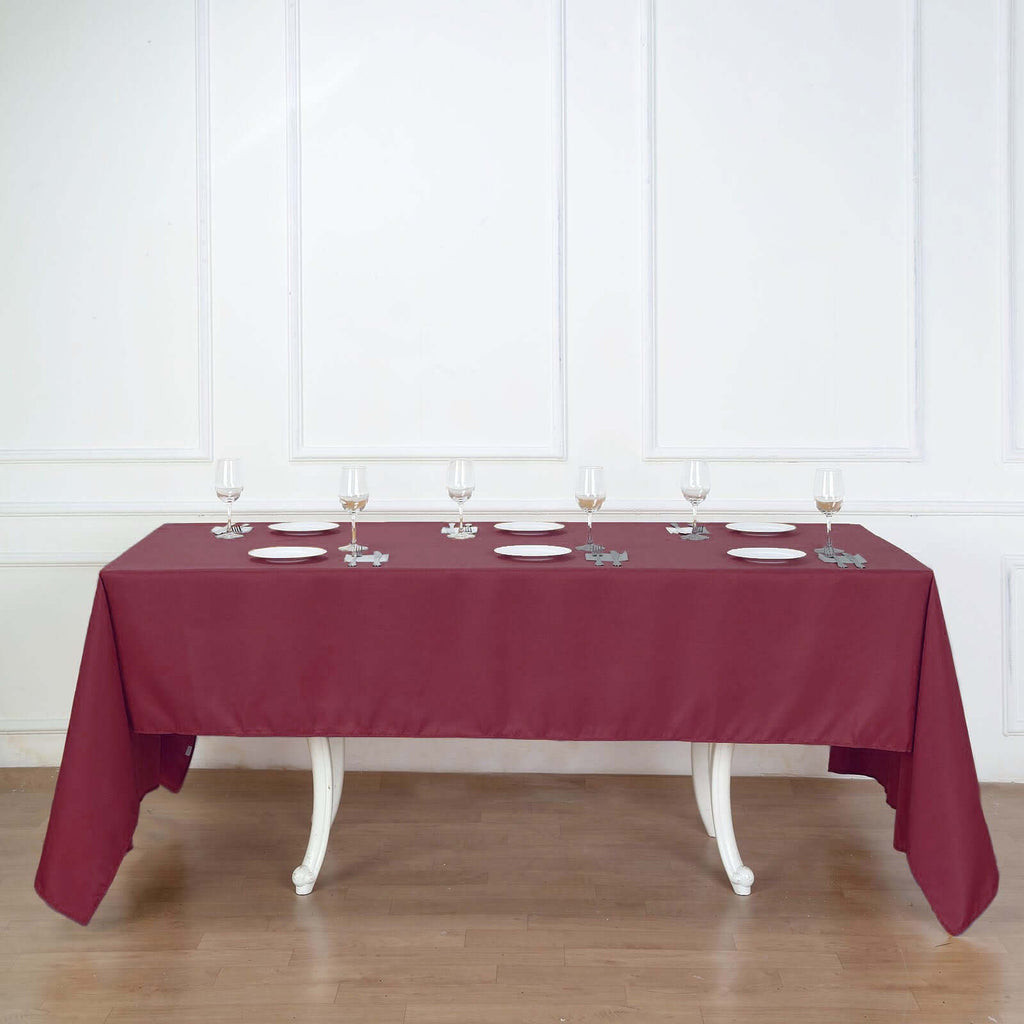 Polyester 60"x126" Rectangle Tablecloth Burgundy - Wrinkle-Resistant Table Cover