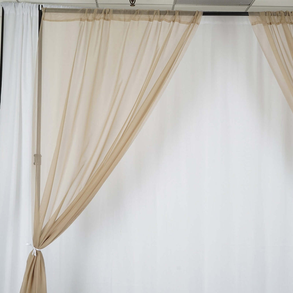 2 Pack Natural Sheer Chiffon Event Curtain Drapes, Durable Flame Resistant Organza Backdrop Event Panels With Rod Pockets - 10ftx10ft