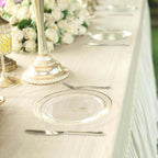 10-Pack Plastic Dinner Plates Clear with TrÃ¨s Chic Gold Rim - Perfect Disposable Party Plates 10"