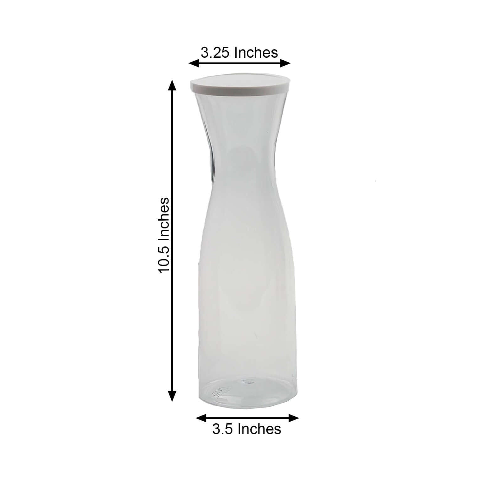 3-Pack Plastic Water Carafes Clear with White Lids - Durable Disposable Beverage Containers for Picnic & Outdoor Events 34oz