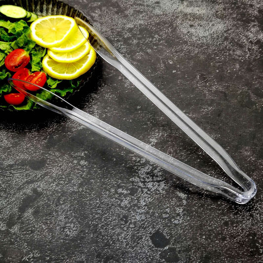 3-Pack Plastic Serving Tongs Clear - Durable Disposable Food Service Tongs for Salad Bars Dessert Tables Buffets 12"