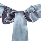 5 Pack Satin Chair Sashes Dusty Blue - Durable Chair Bows with Shiny Finish 6"x106"