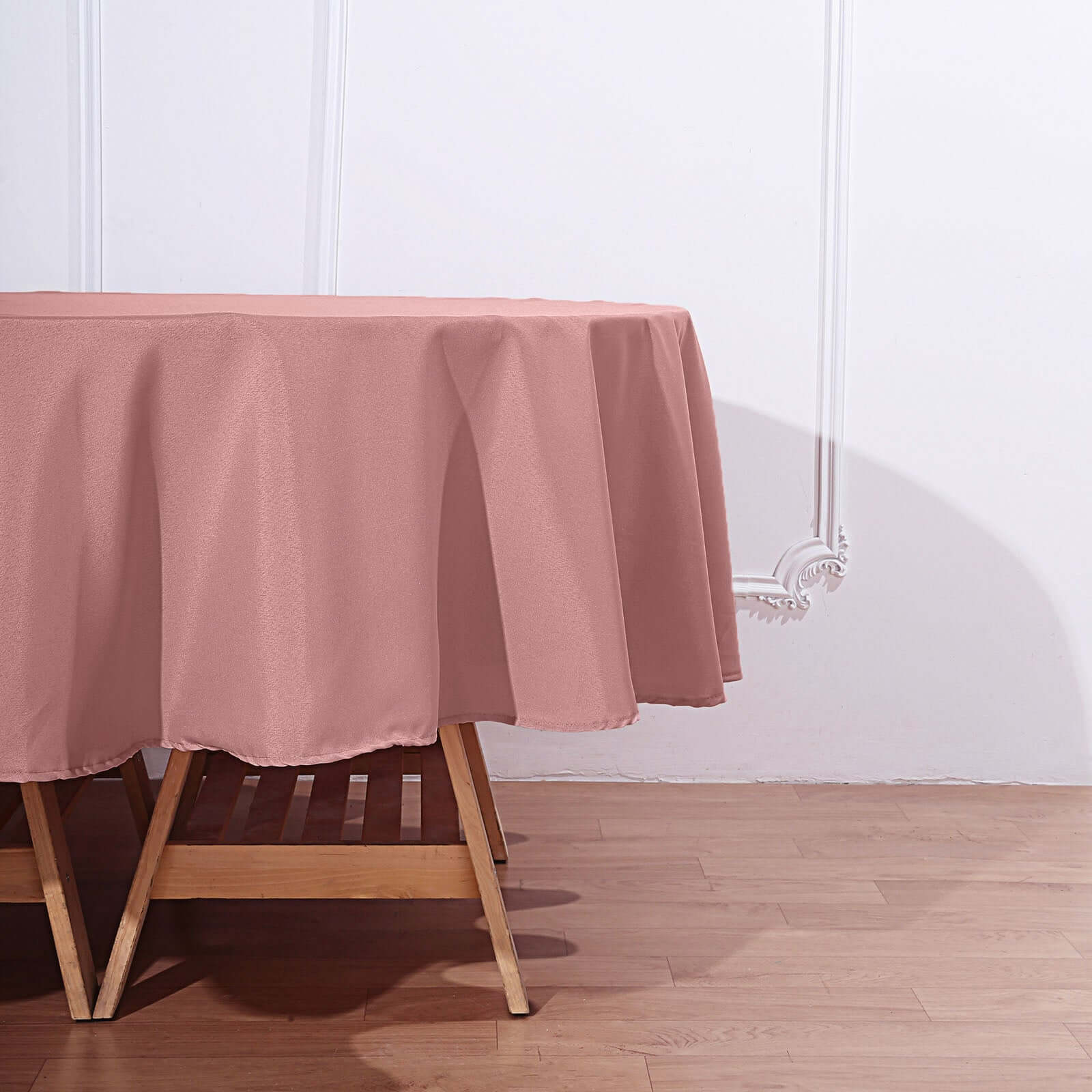 Polyester 90" Round Tablecloth Dusty Rose - Stain & Wrinkle-Resistant Table Cover