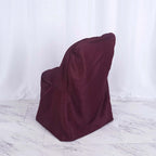 Polyester Slip On Folding Chair Covers Burgundy - Stain-Resistant Reusable Durable Fabric